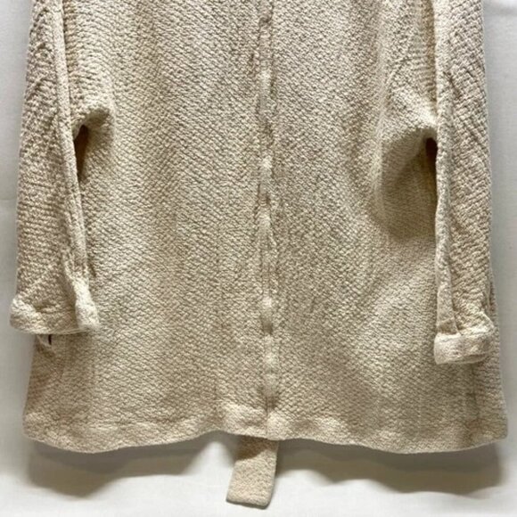 Massimo Dutti Open Front Cardigan Women's Medium Cream Beige Sweater Belted GUC - Picture 5 of 14